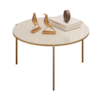 Mesa De Centro Redonda 69 cm Cleia Off White Dourado  DJ MOVEIS