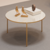 Mesa De Centro Redonda 69 cm Cleia Off White Dourado  DJ MOVEIS