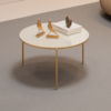 Mesa De Centro Redonda 69 cm Cleia Off White Dourado  DJ MOVEIS