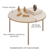 Mesa De Centro Redonda 69 cm Cleia Off White Dourado  DJ MOVEIS
