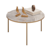 Mesa De Centro Redonda 69 cm Cleia Quartzo Dourado DJ MOVEIS