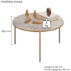 Mesa De Centro Redonda 69 cm Cleia Quartzo Dourado DJ MOVEIS
