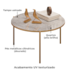 Mesa De Centro Redonda 69 cm Cleia Quartzo Dourado DJ MOVEIS