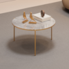 Mesa De Centro Redonda 69 cm Cleia Quartzo Dourado DJ MOVEIS