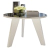 Mesa De Centro Redonda Com Espelho 59X38 cm Branco ARLY