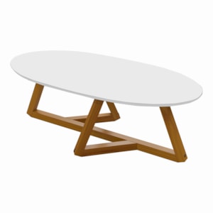 Mesa De Centro Sala De Estar Classic 90 cm Branco Nature Tebar