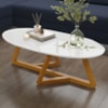 Mesa De Centro Sala De Estar Classic 90 cm Branco Nature Tebar
