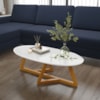 Mesa De Centro Sala De Estar Classic 90 cm Branco Nature Tebar