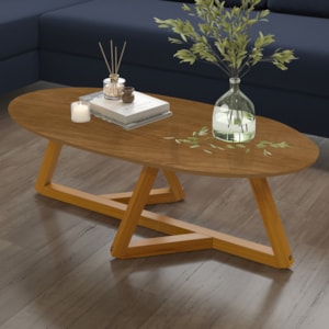 Mesa De Centro Sala De Estar Classic 90 cm Nature Tebar