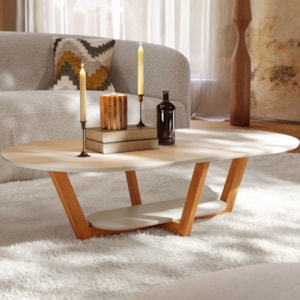 Mesa De Centro Sala De Estar Elegance 120 cm Off White Nature Tebar