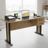 Mesa de Escritorio 2 Gavetas e Chave 160 cm ME4193 Amendoa Preto Tecno Mobili