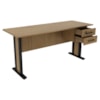 Mesa de Escritorio 2 Gavetas e Chave 160 cm ME4193 Amendoa Preto Tecno Mobili