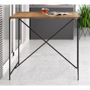 Mesa De Jantar 100x60 Steel Quadra 27817 Vermont Preto Fosco Artesano