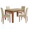 Mesa de Jantar 22133 MDF Com 4 Cadeiras Estofadas Linho Gengibre MOLCI