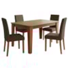 Mesa de Jantar 22133 MDF Com 4 Cadeiras Estofadas Linho Mascavo MOLCI