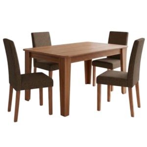 Mesa de Jantar 22133 MDF Com 4 Cadeiras Estofadas Linho Mascavo MOLCI