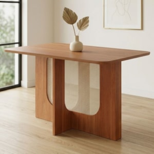 Mesa de Jantar 4 Lugares Tampo MDF 130X80 cm 20584 Cinamomo MOLCI