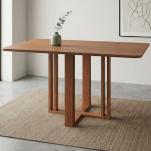Mesa de Jantar 4 Lugares Tampo MDF 130X80 cm 21284 Cinamomo MOLCI