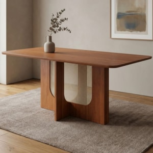 Mesa de Jantar 6 Lugares Tampo MDF 180X90 cm 20586 Cinamomo MOLCI