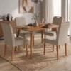 Mesa de Jantar Adele MDF Com 4 Cadeiras Estofadas Linho Bege MOLCI