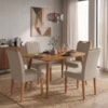 Mesa de Jantar Adele MDF Com 4 Cadeiras Estofadas Linho Bege MOLCI