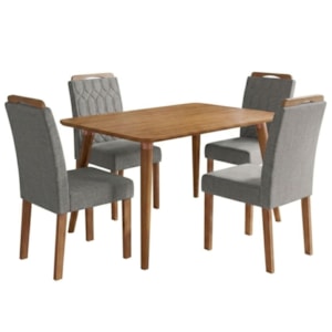 Mesa de Jantar Adele MDF Com 4 Cadeiras Estofadas Linho Grafite MOLCI