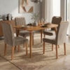 Mesa de Jantar Adele MDF Com 4 Cadeiras Estofadas Suede Joli MOLCI