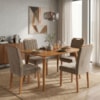 Mesa de Jantar Adele MDF Com 4 Cadeiras Estofadas Suede Joli MOLCI