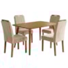Mesa de Jantar Adele MDF Com 4 Cadeiras Estofadas Suede Nude MOLCI