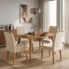 Mesa de Jantar Adele MDF Com 4 Cadeiras Estofadas Suede Nude MOLCI