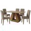 Mesa de Jantar Agata MDF Com 4 Cadeiras Estofadas Linho Bege MOLCI