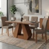 Mesa de Jantar Agata MDF Com 4 Cadeiras Estofadas Linho Bege MOLCI