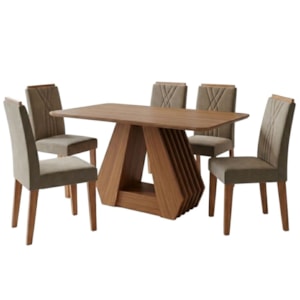 Mesa de Jantar Agata MDF Com 4 Cadeiras Estofadas Suede MOLCI Joli