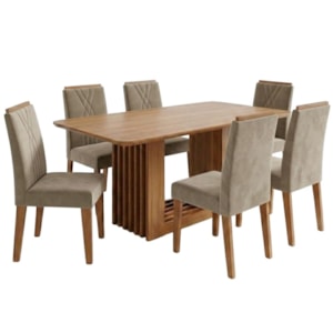 Mesa de Jantar Ariela MDF Com 6 Cadeiras Estofadas Suede Joli MOLCI
