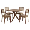 Mesa de Jantar Cacau Com 4 Cadeiras Estofadas Encanto Corino Kaki ORNAR