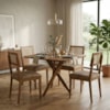 Mesa de Jantar Cacau Com 4 Cadeiras Estofadas Encanto Corino Kaki ORNAR