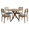 Mesa de Jantar Cacau Com 4 Cadeiras Estofadas Encanto Linho Cinza ORNAR