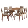 Mesa de Jantar Cacau Com 6 Cadeiras Estofadas Sabia Linho Bege ORNAR