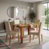 Mesa de Jantar Estela MDF Com 4 Cadeiras Estofadas Linho Gengibre MOLCI