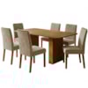 Mesa de Jantar Ester MDF Com 6 Cadeiras Estofadas Suede Joli MOLCI