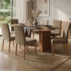 Mesa de Jantar Ester MDF Com 6 Cadeiras Estofadas Suede Joli MOLCI