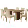 Mesa de Jantar Ester MDF Com 6 Cadeiras Estofadas Suede Nude MOLCI