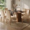 Mesa de Jantar Ester MDF Com 6 Cadeiras Estofadas Suede Nude MOLCI