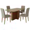 Mesa de Jantar Isadora MDF Com 4 Cadeiras Estofadas Linho Bege MOLCI