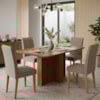 Mesa de Jantar Isadora MDF Com 4 Cadeiras Estofadas Linho Bege MOLCI