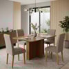 Mesa de Jantar Isadora MDF Com 4 Cadeiras Estofadas Linho Bege MOLCI