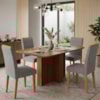 Mesa de Jantar Isadora MDF Com 4 Cadeiras Estofadas Linho Grafite MOLCI