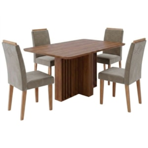 Mesa de Jantar Isadora MDF Com 4 Cadeiras Estofadas Suede Joli MOLCI