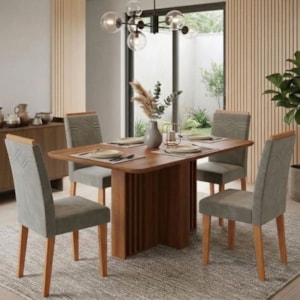 Mesa de Jantar Isadora MDF Com 4 Cadeiras Estofadas Suede Joli MOLCI
