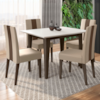 Mesa De Jantar Kate Com 4 Cadeiras Estofadas Linea Suede Amendoa Off White POLIMAN
